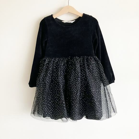 H&M Other - H&M Tutu Dress Girls Size 5-6 Black Polka Dot Long Sleeve Dressy Winter Party